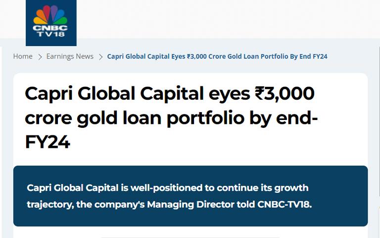 Capri Global eyes _3,000 crore gold loan portfolio